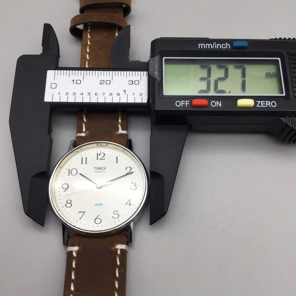 Vintage Timex Watch Men 33mm 1992 Silver Tone Brown Leather Band New Battery - Picture 15 of 15